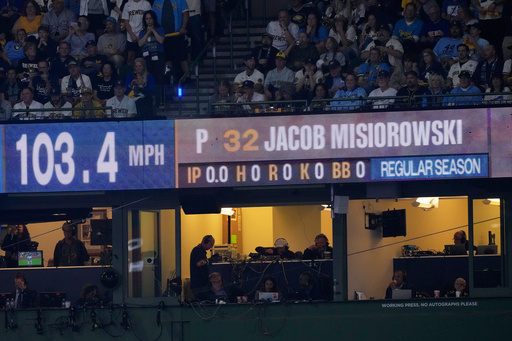 Brewers' Jacob Misiorowski sets World Series velocity record on his first pitch