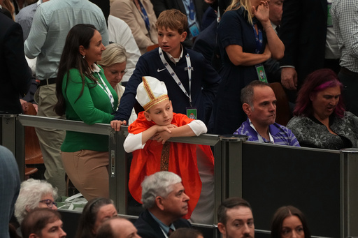 Pope Leo receiving teams and fans from US college basketball before their games in Rome