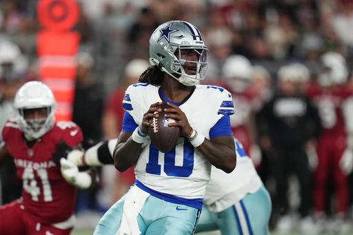 Milton throws 2 TDs in 1st half, makes case for Cowboys' backup job in 34-13 win over Cardinals